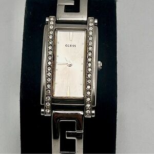 Guess Womens Silver Geometric Bracelet Watch with Pave Crystals 6 in Wrist